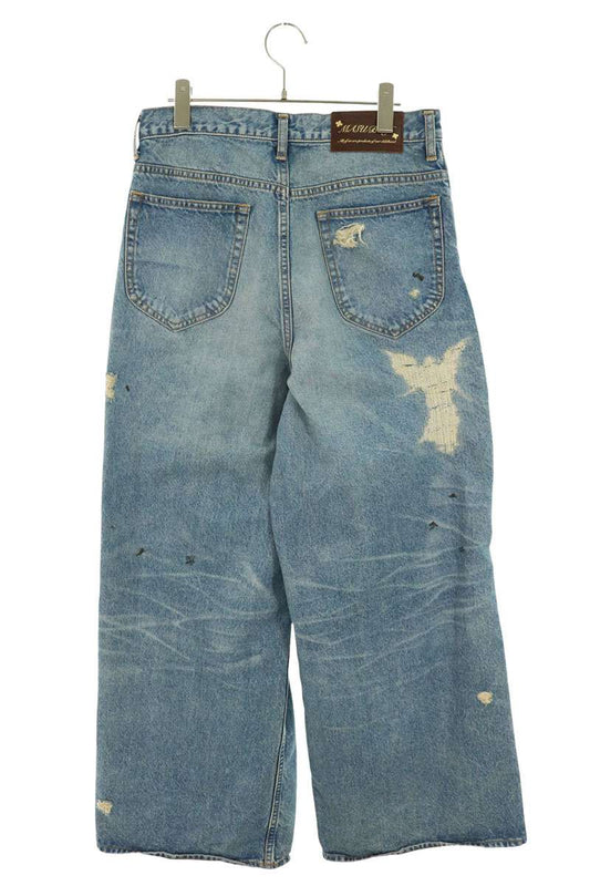 MASU Angel Distressed Baggy Denim Jeans Blue Size 46