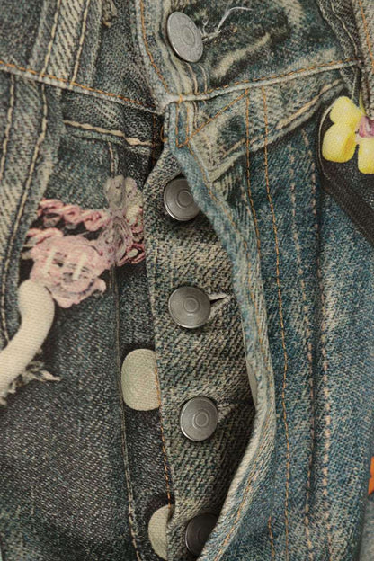 ACNE STUDIOS 1981M Keychain Print Baggy Jeans Blue Size 50