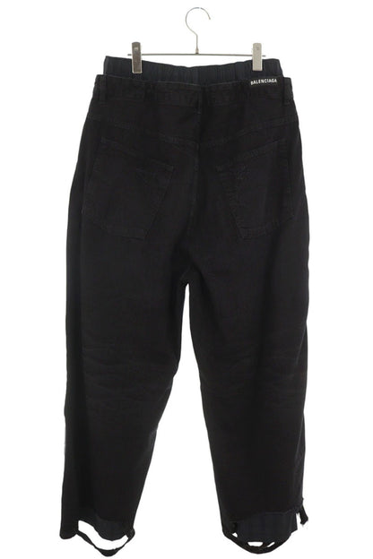 BALENCIAGA Distressed Pajama Patchwork Jeans Black Size XS
