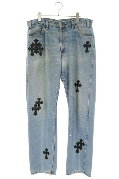 Chrome Hearts Washed 505 Cross Patch Denim Jeans Size 34