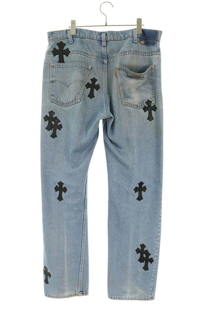 Chrome Hearts Washed 505 Cross Patch Denim Jeans Size 34