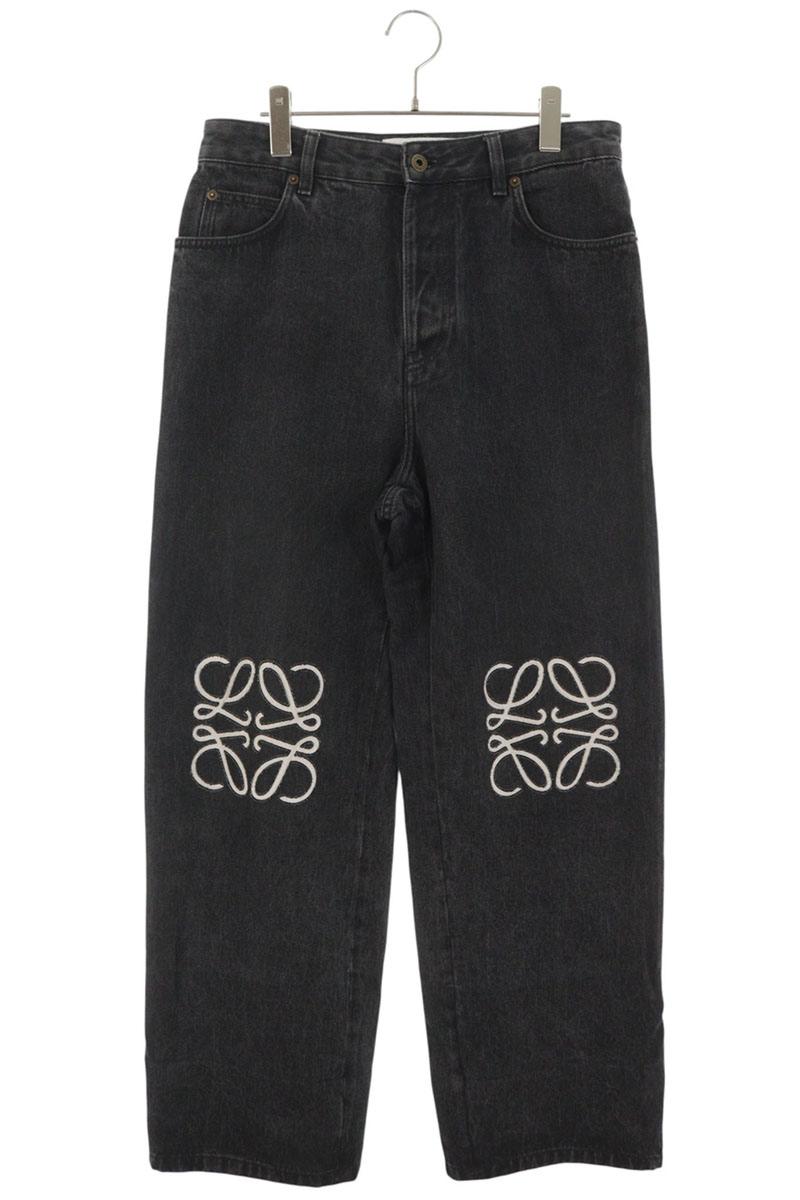 LOEWE Anagram Embroidered Baggy Jeans Black Size 48