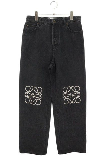 LOEWE Anagram Embroidered Baggy Jeans Black Size 48