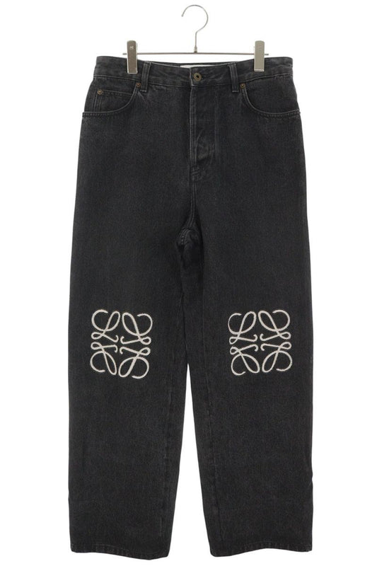 LOEWE Anagram Embroidered Baggy Jeans Black Size 48