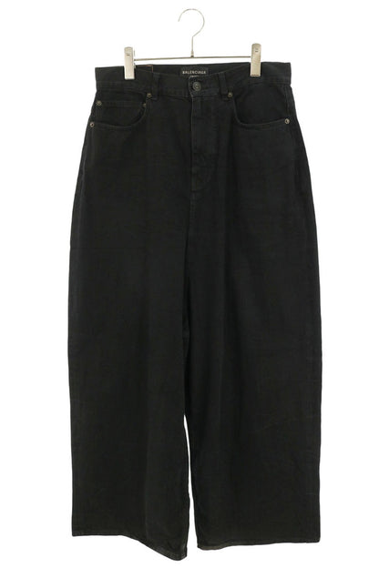 BALENCIAGA 23SS Distressed Baggy Wide Jeans Black Size S