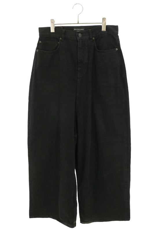 BALENCIAGA 23SS Distressed Baggy Wide Jeans Black Size S