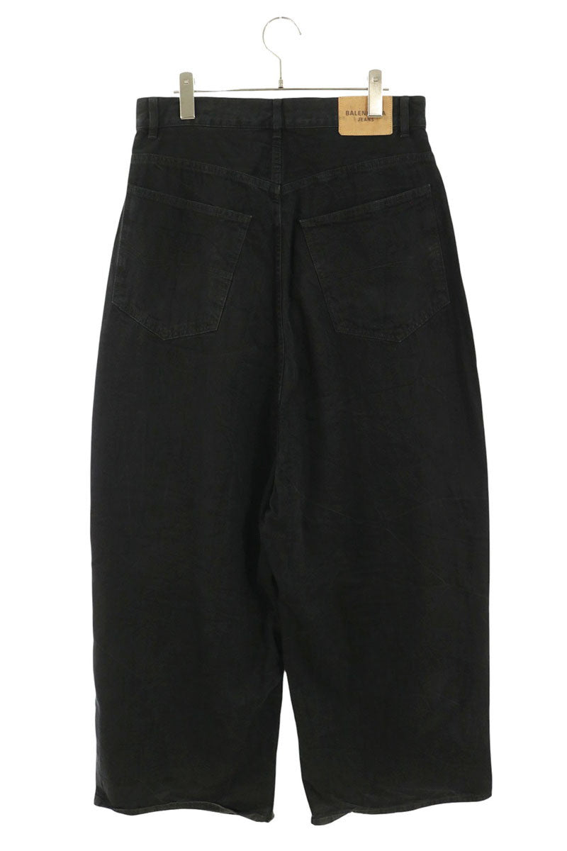 BALENCIAGA 23SS Distressed Baggy Wide Jeans Black Size S