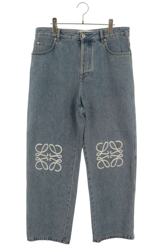 LOEWE Anagram Embroidery Baggy Denim Jeans Indigo Size 50