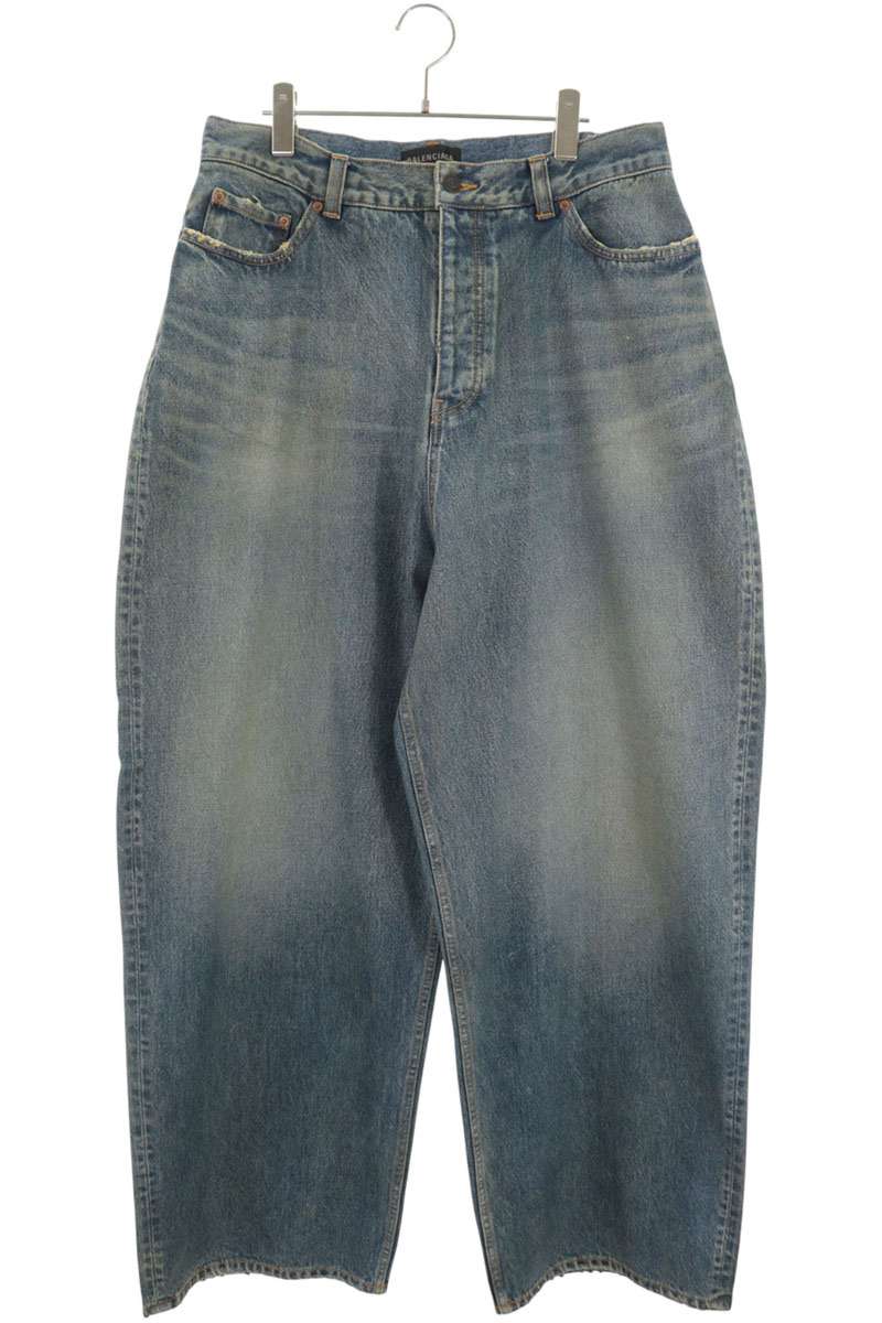 BALENCIAGA 22AW Coated Large Baggy Denim Jeans Blue Size S