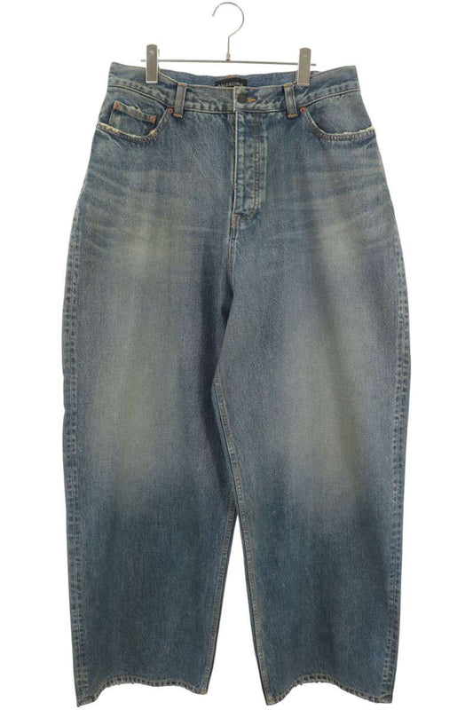 BALENCIAGA 22AW Coated Large Baggy Denim Jeans Blue Size S