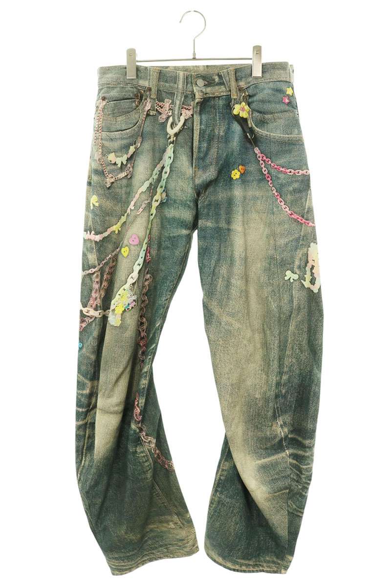ACNE STUDIOS Keychain Transfer Print Jeans Size 46