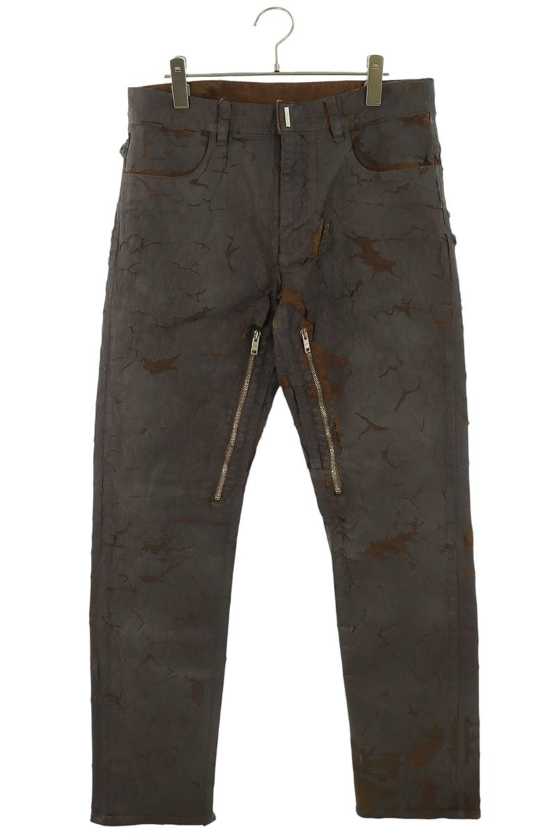 GIVENCHY 22SS Brown Distressed Paint Jeans Size 31