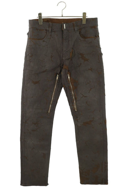 GIVENCHY 22SS Brown Distressed Paint Jeans Size 31
