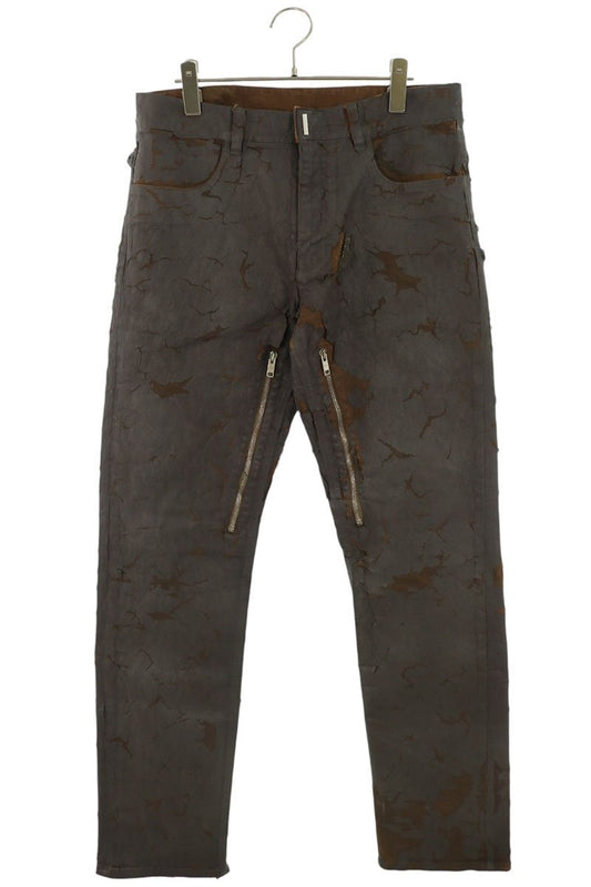 GIVENCHY 22SS Brown Distressed Paint Jeans Size 31