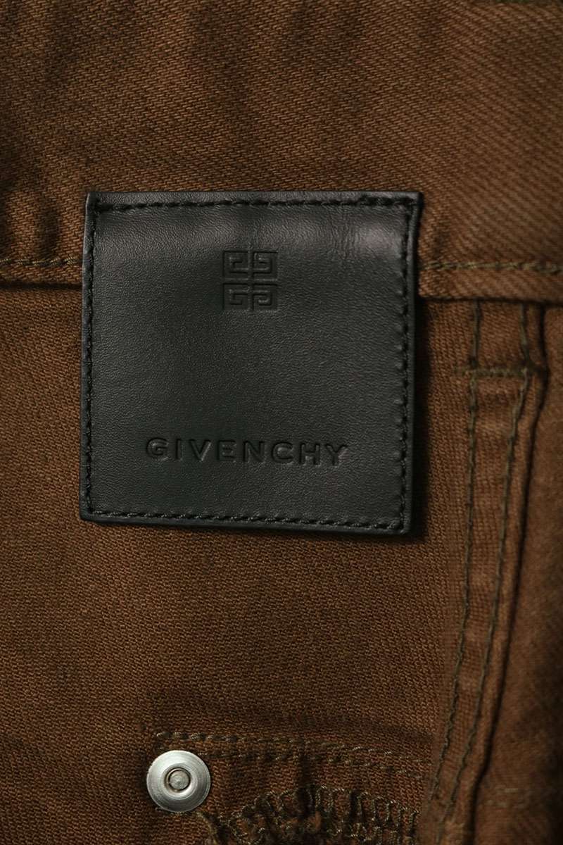 GIVENCHY 22SS Brown Distressed Paint Jeans Size 31