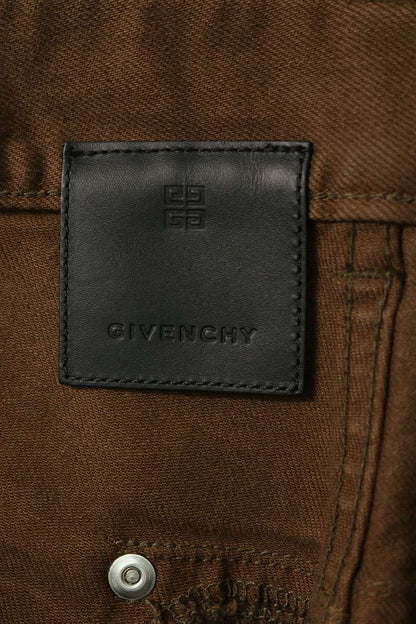 GIVENCHY 22SS Brown Distressed Paint Jeans Size 31
