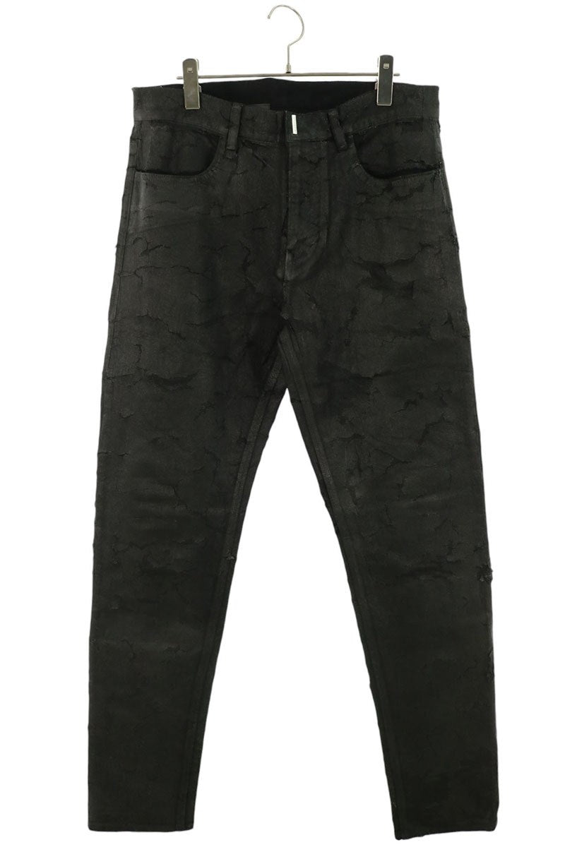 GIVENCHY 22SS Black Distressed Paint Slim Fit Jeans Size 32