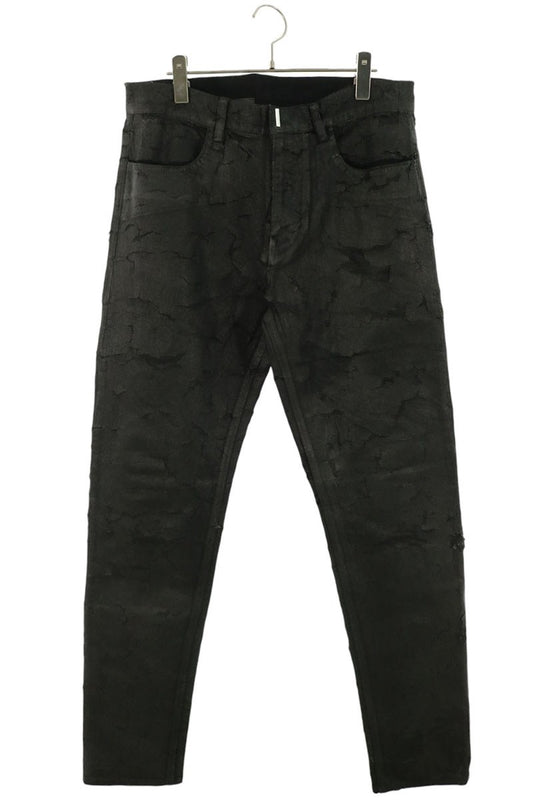 GIVENCHY 22SS Black Distressed Paint Slim Fit Jeans Size 32
