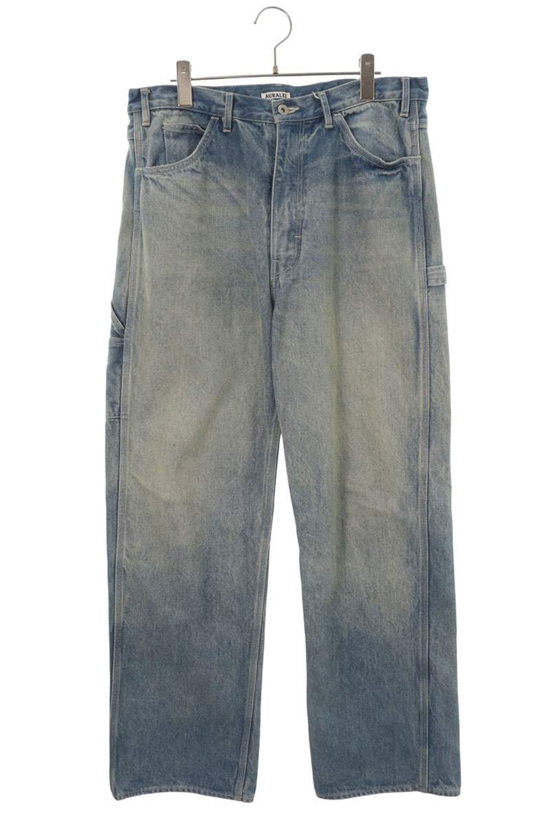 AURALEE SELVEDGE FADED HEAVY DENIM PAINTER PANTS Size 4
