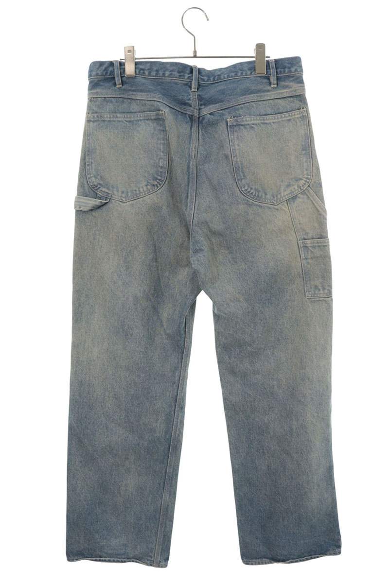 AURALEE SELVEDGE FADED HEAVY DENIM PAINTER PANTS Size 4