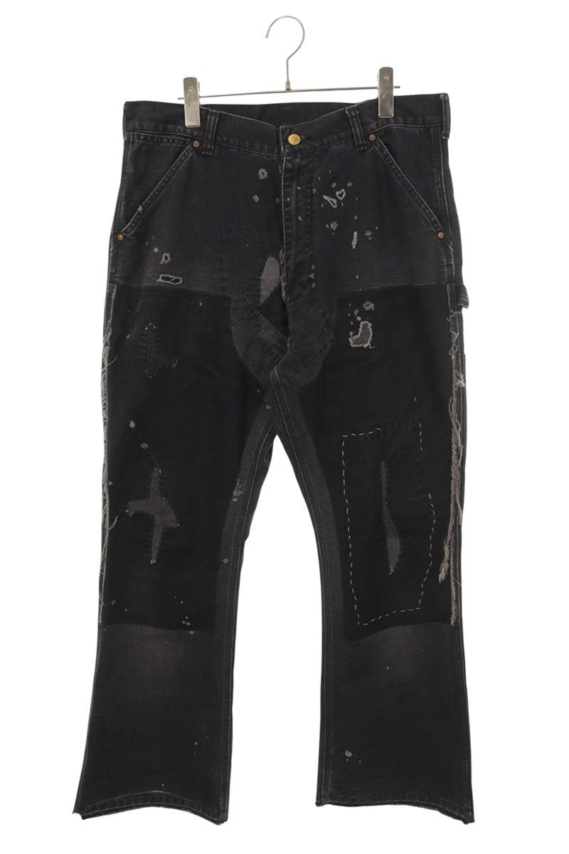 SAINT MICHAEL Paint Distressed Double Jeans Black Size M