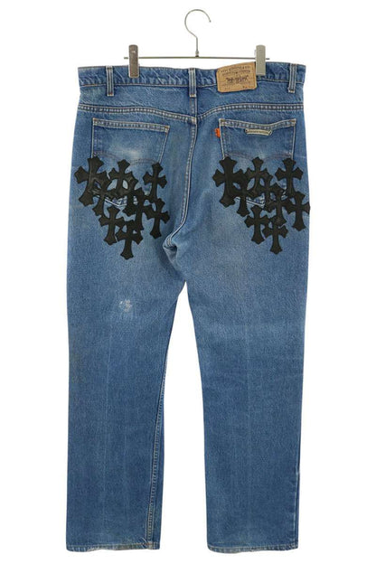 Chrome Hearts Cross Patch Washed Denim Jeans Indigo Size 36