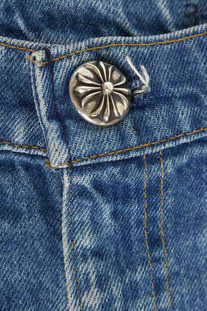 Chrome Hearts Cross Patch Washed Denim Jeans Indigo Size 36