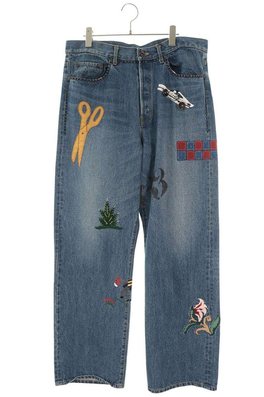 KHOKI Patchwork Design Button Fly Denim Jeans Size 3