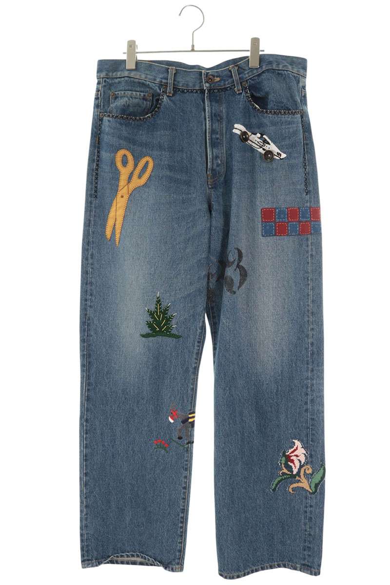 KHOKI Patchwork Design Button Fly Denim Jeans Size 3