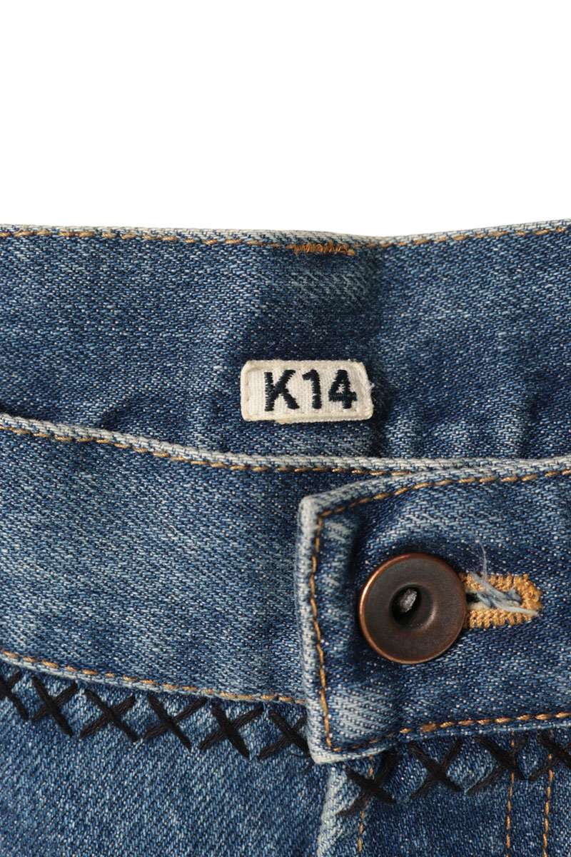KHOKI Patchwork Design Button Fly Denim Jeans Size 3