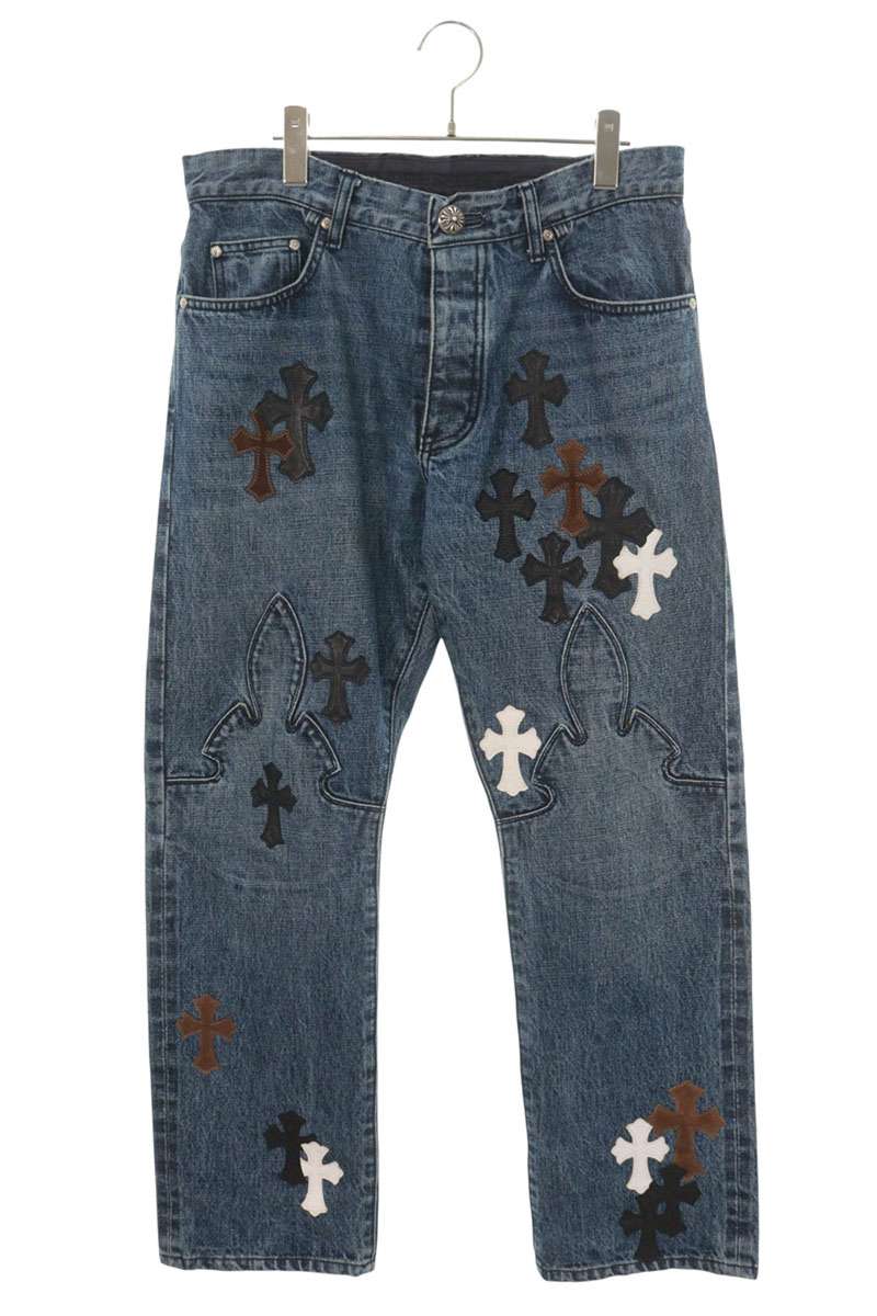 Chrome Hearts Cross Patch Washed Denim Jeans Indigo Size 34