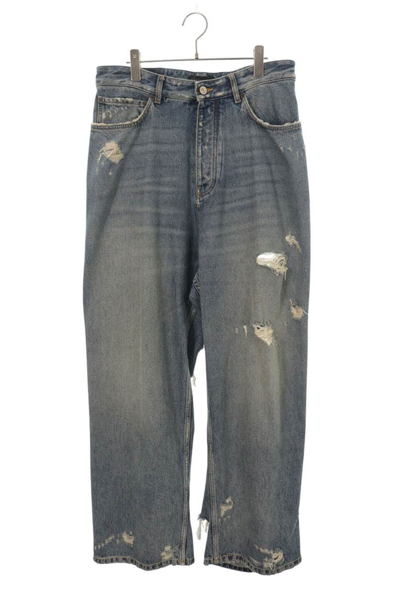 BALENCIAGA Super Destroyed Baggy Jeans Blue Size S