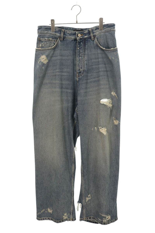 BALENCIAGA Super Destroyed Baggy Jeans Blue Size S