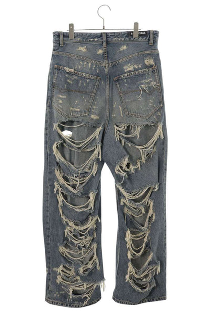 BALENCIAGA Super Destroyed Baggy Jeans Blue Size S