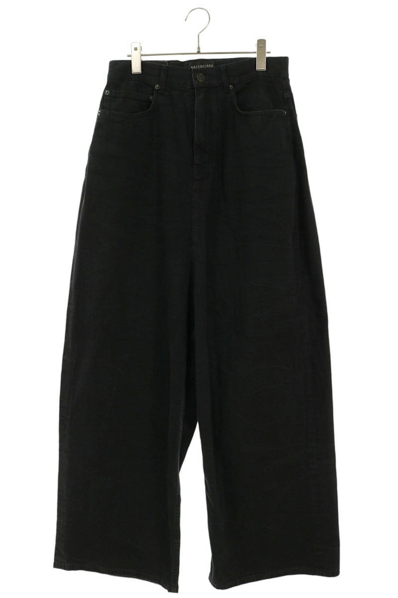 BALENCIAGA Used Baggy Wide Jeans Black Size XS
