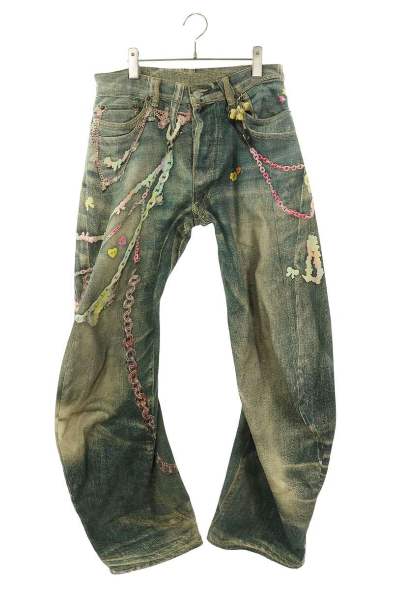 ACNE STUDIOS Keychain Transfer Print Jeans Blue Size 46