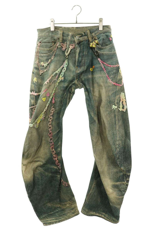 ACNE STUDIOS Keychain Transfer Print Jeans Blue Size 46
