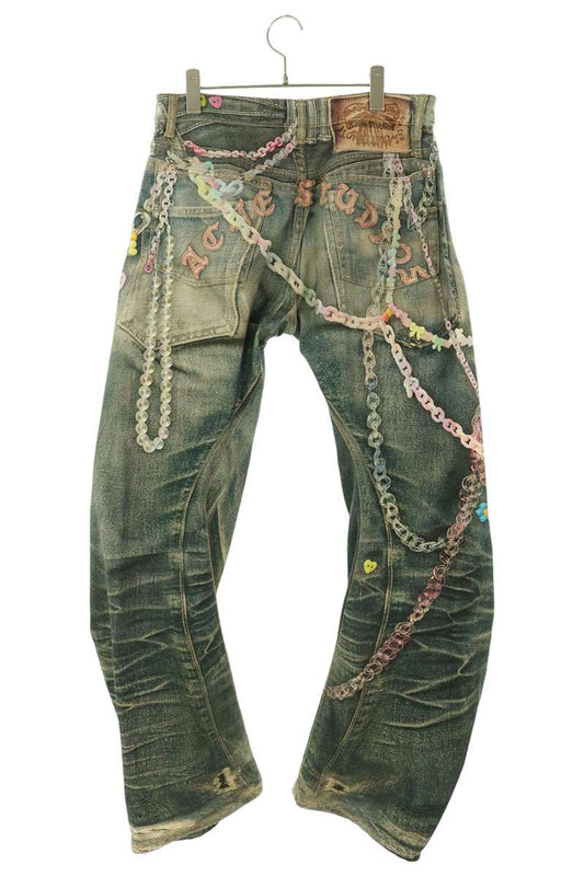 ACNE STUDIOS Keychain Transfer Print Jeans Blue Size 46