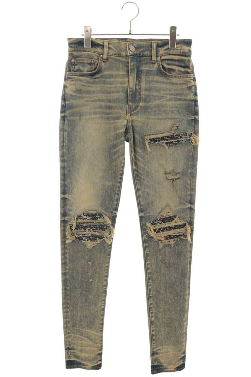 AMIRI MX1 Damaged Repaired Skinny Denim Blue Size 32