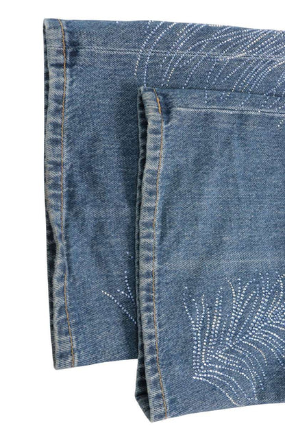 CHANEL Lightstone Embellished Baggy Jeans Multi Size 38