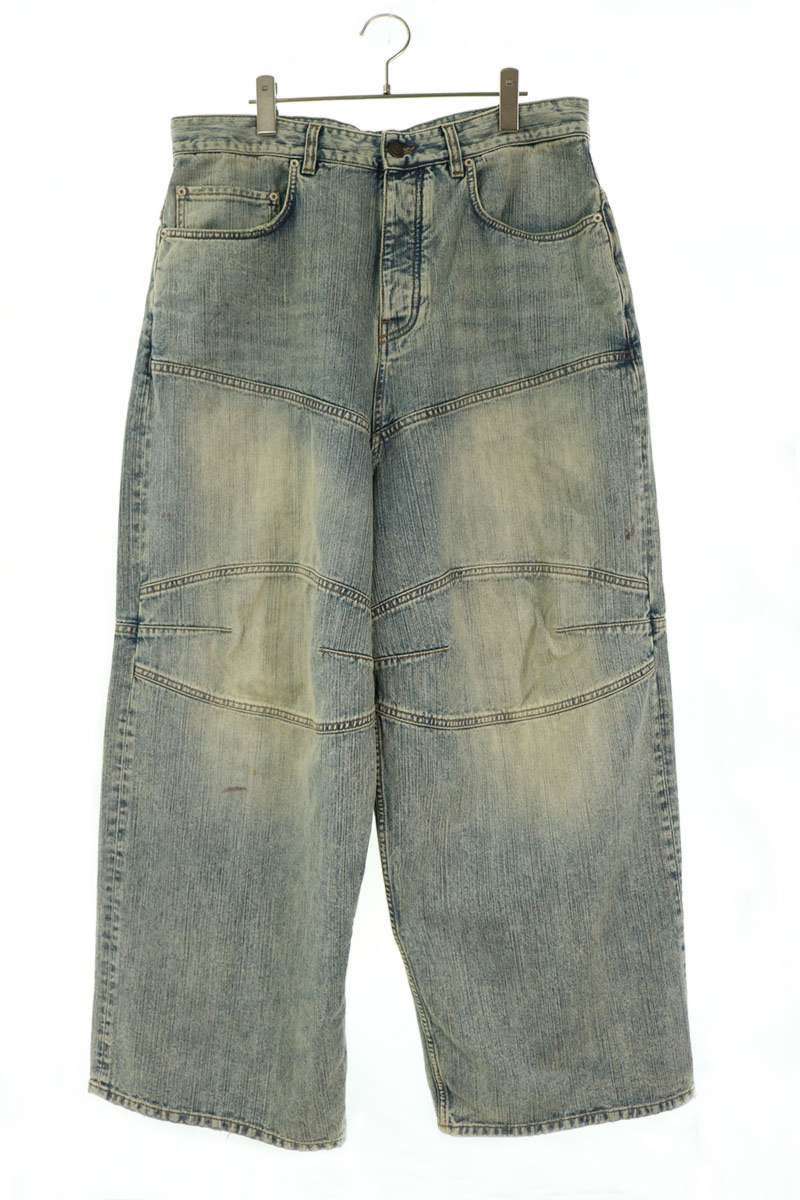 BALENCIAGA 25SS Distressed Drawstring Jeans Blue Size S
