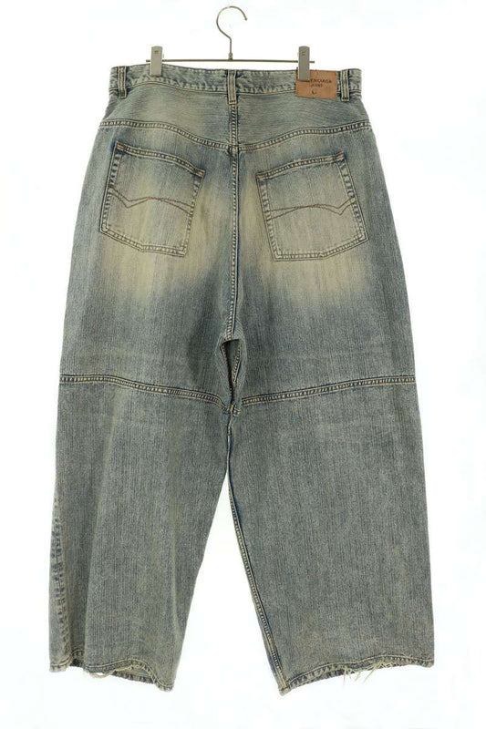 BALENCIAGA 25SS Distressed Drawstring Jeans Blue Size S