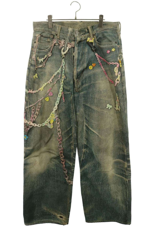 ACNE STUDIOS Keychain Print Baggy Denim Jeans Size 50