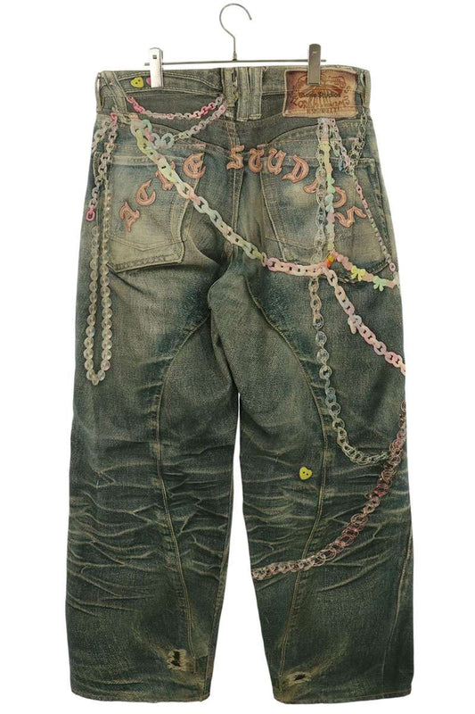 ACNE STUDIOS Keychain Print Baggy Denim Jeans Size 50