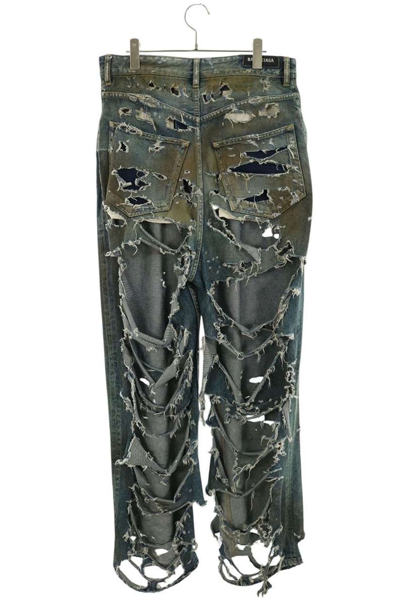BALENCIAGA Super Destroyed Indigo Denim Jeans Size XS