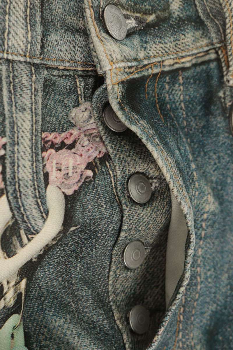 ACNE STUDIOS Keychain Print Denim Jeans Blue Size 46