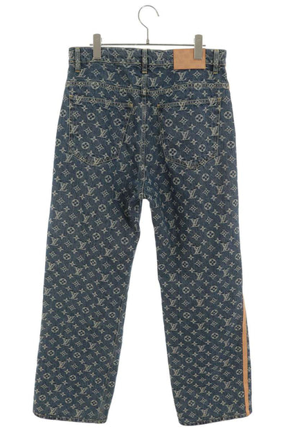 LOUISVUITTON 25SS Monogram Side Leather Denim Jeans Size 30