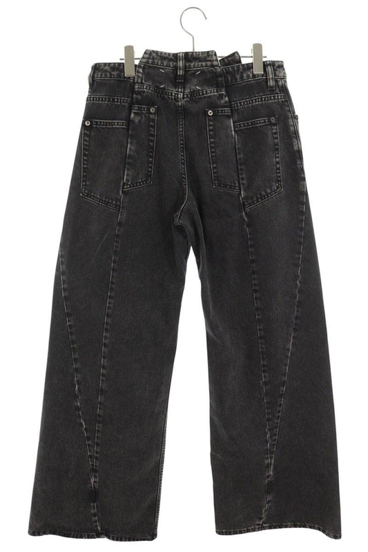 Maison Margiela Cutout Wide Flare Denim Pants Black Size 44