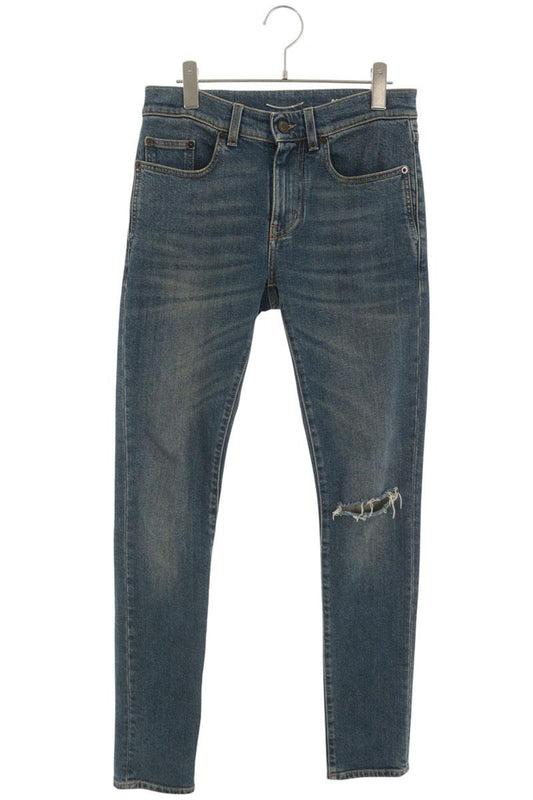 SAINT LAURENT PARIS Distressed Skinny Jeans Indigo Size 27