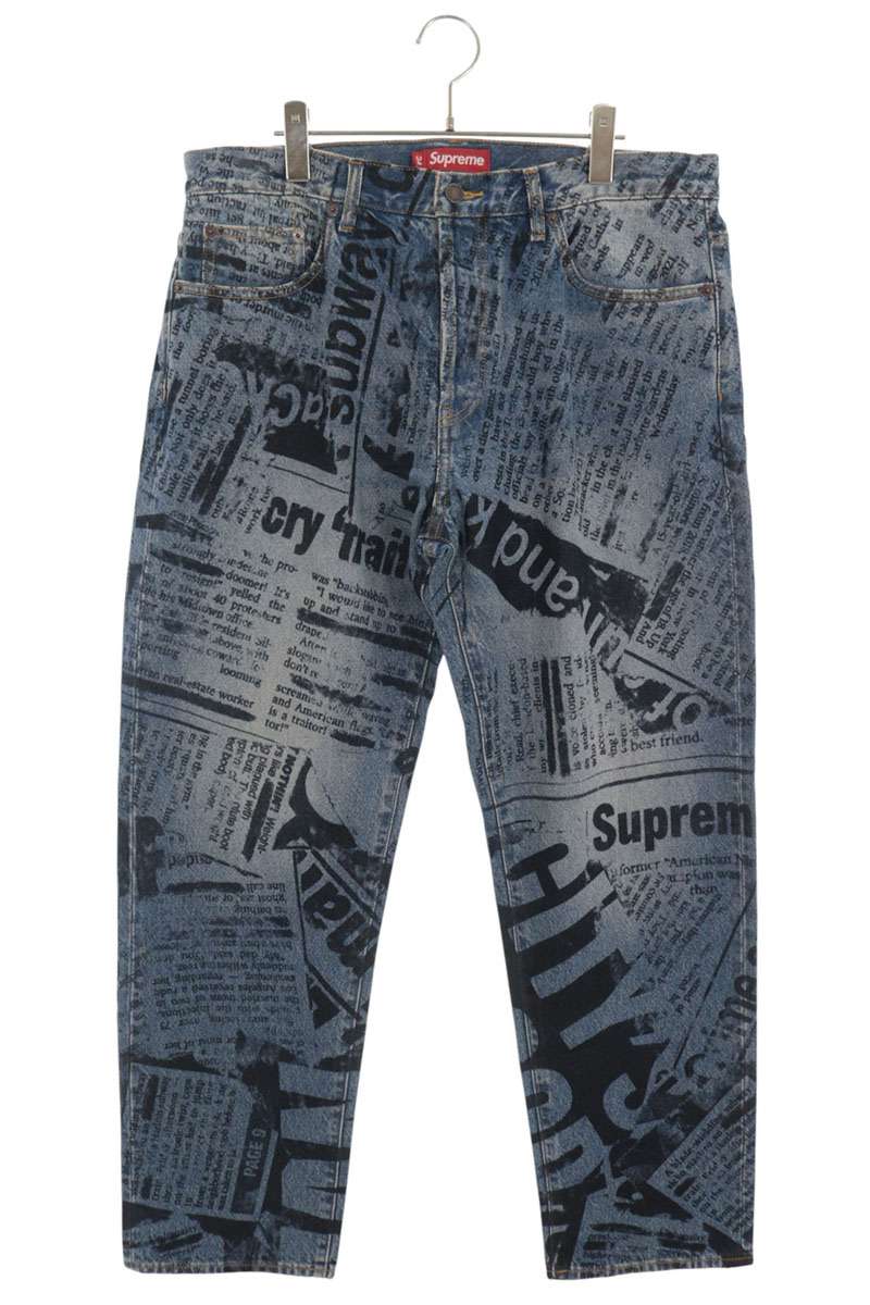 SUPREME 25SS Newspaper Denim Jeans Blue Size 34